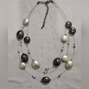 Elegant Silver and Black Beaded Necklace